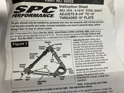(2) SPC 92552 Adjustable UNIVERSAL Upper Control Arms For Hot Rod Rat Rod Custom