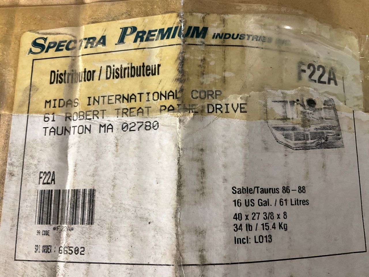 Spectra F22A Fuel Gas Tank, 16 Gallons,  1986-1988 Ford Taurus, Sable