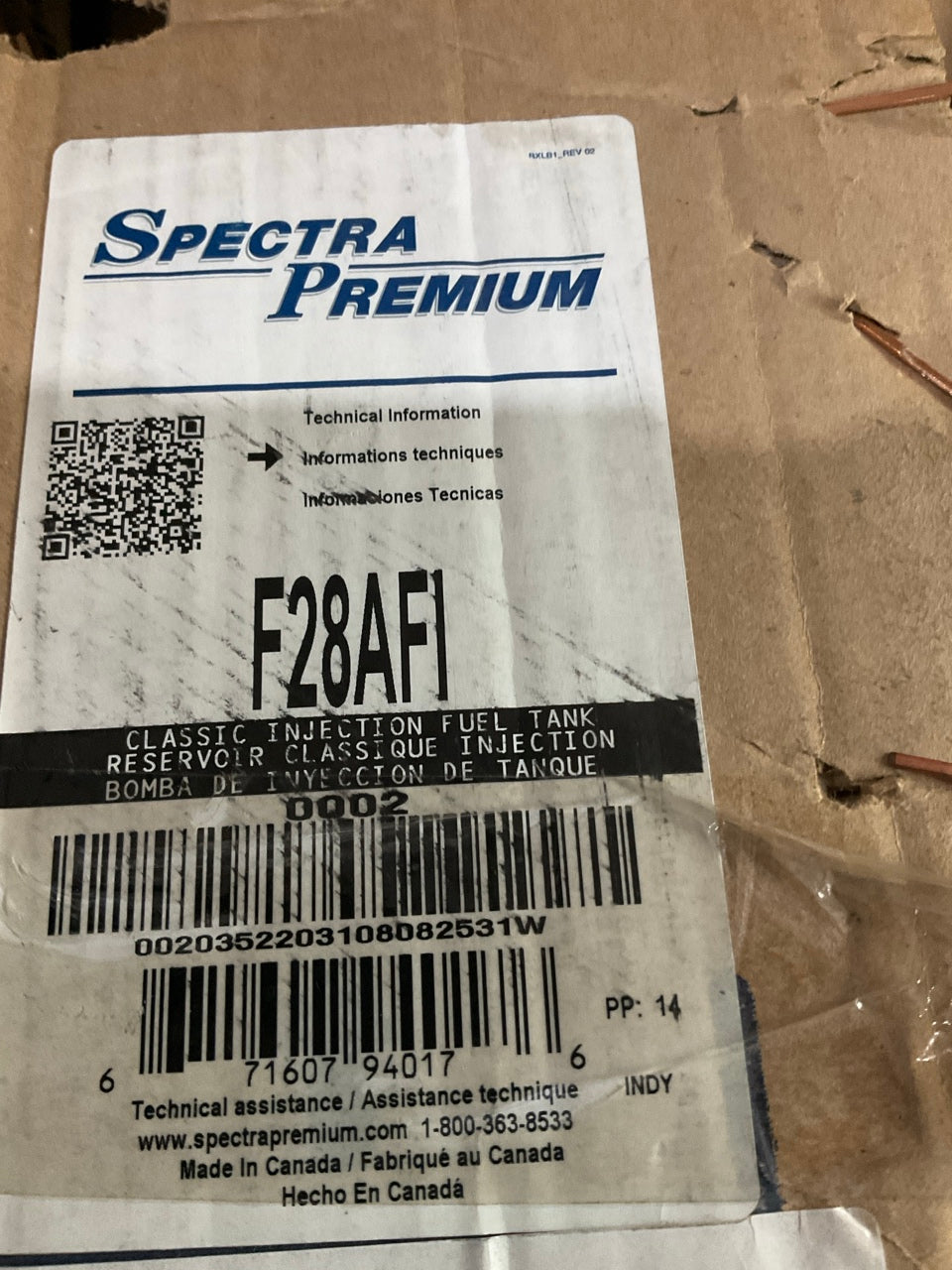 Spectra F28AFI Fuel Tank And Pump Assembly For 1967-1968 Ford Mustang, Cougar