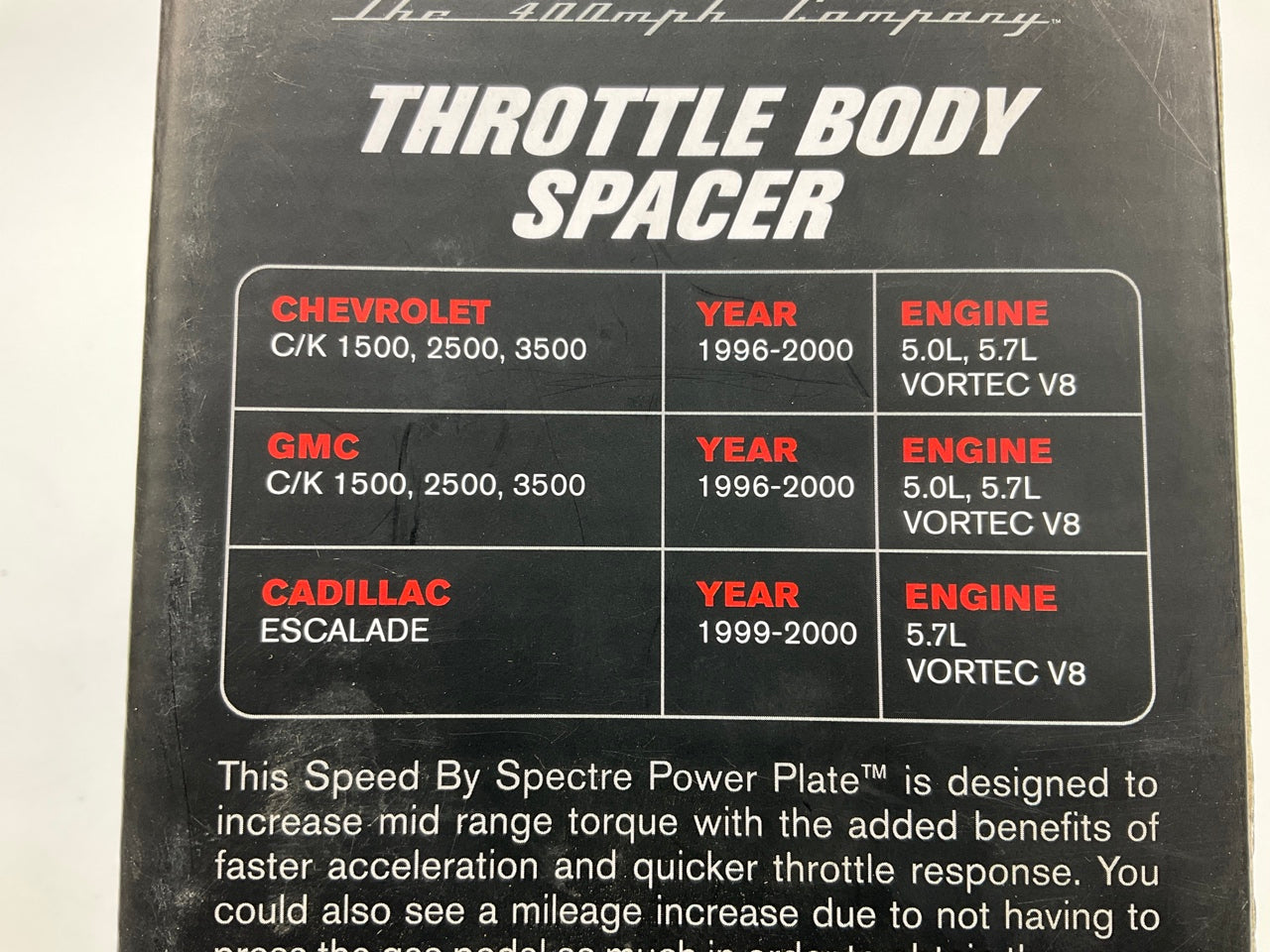 Spectre 11257 Power Plate Throttle Body Spacer 1996-00 Chevy GMC 5.0L 5.7L Truck