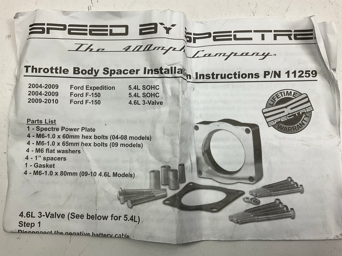 Missing Washers, Spectre 11259 Throttle Body Spacer 2004-2010 Ford F-150 5.4L V8