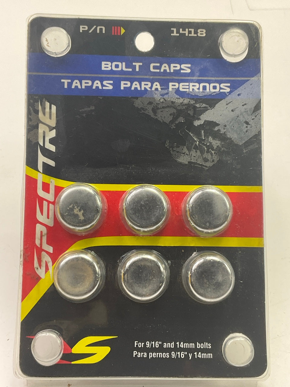 Spectre 1418 Chrome Bolt Caps For 9/16'' & 14MM - 6 PACK