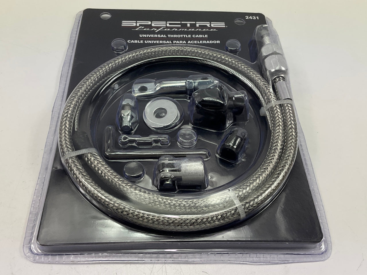 Spectre 2431 Universal Chrome Stainless Steel Throttle Cable Kit ,~35''