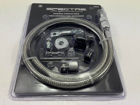 Spectre 2431 Universal Chrome Stainless Steel Throttle Cable Kit ,~35''