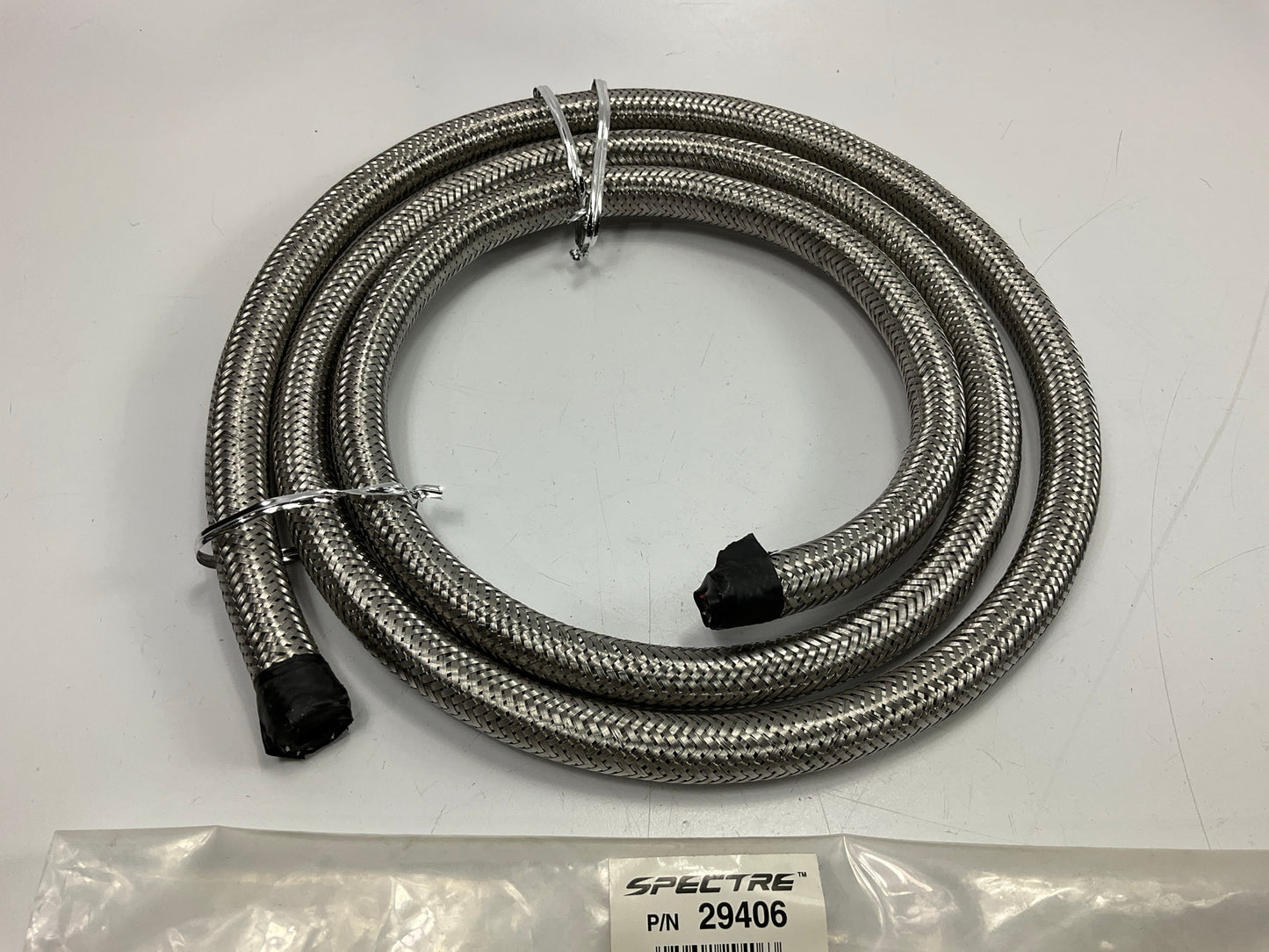 Spectre 29406 Braided Stainless Steel-Flex Carb. Fuel Line Hose, 3/8'' X 6 Feet
