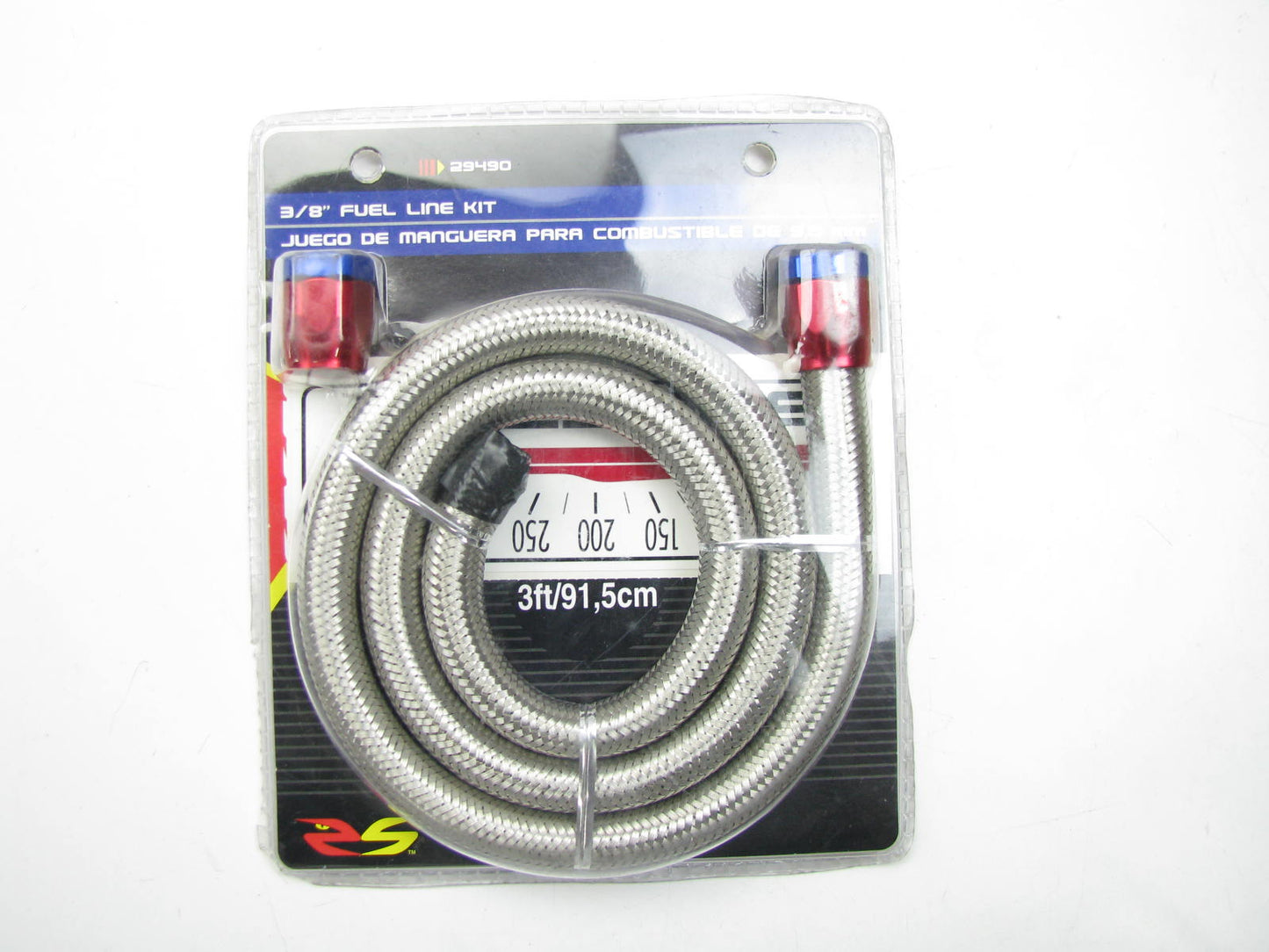 Spectre 29490 3ft. 3/8'' Stainless Steel Braided Fuel Line Kit W/ 2 Magna Clips