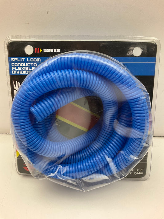 Spectre 29686 Blue Convoluted Split Loom Flexible Tubing - 3/8'' X 8' Long