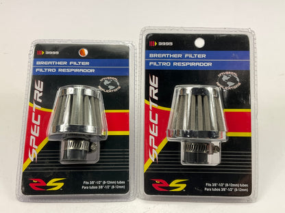 (2) Spectre 3995 Stainless Mini Breather Crankcase Vent Filter, 8-12mm 3/8''-1/2''
