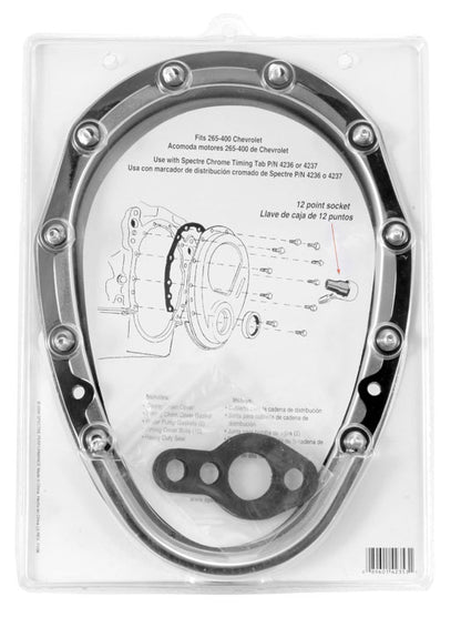 Spectre 42353 Chrome Plated Timing Chain Cover 1958-1986 SB-Chevy SBC V8