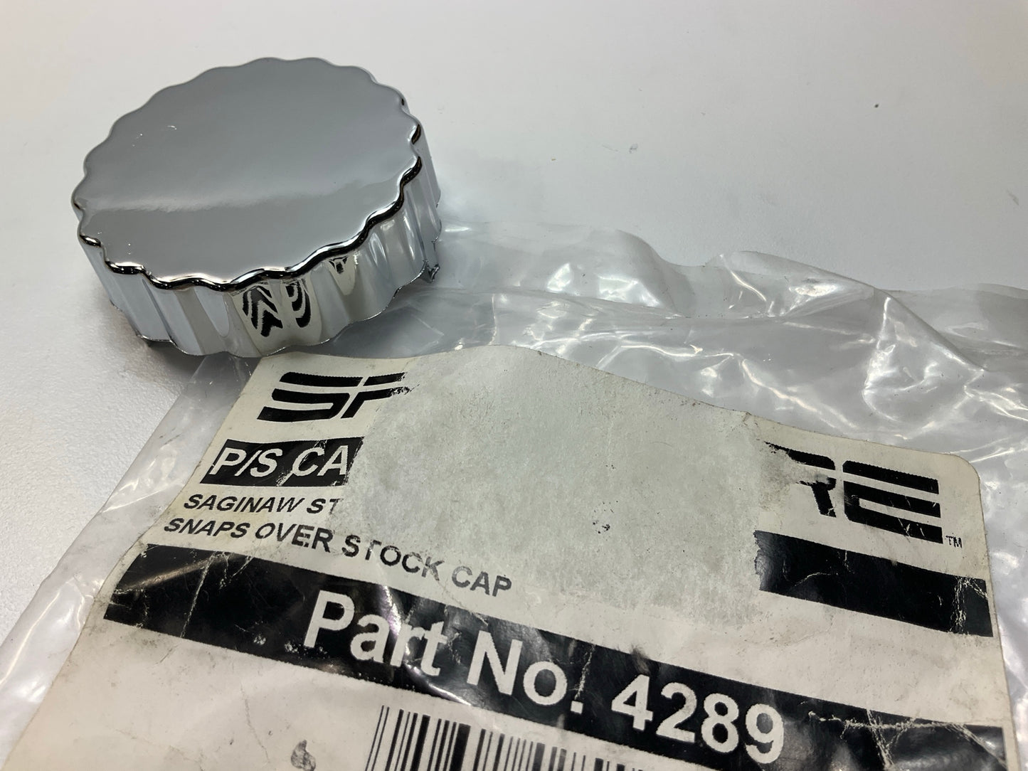 Spectre 4289 Power Steering Cap, Chrome, Snap-On Over Original, Saginaw Pumps