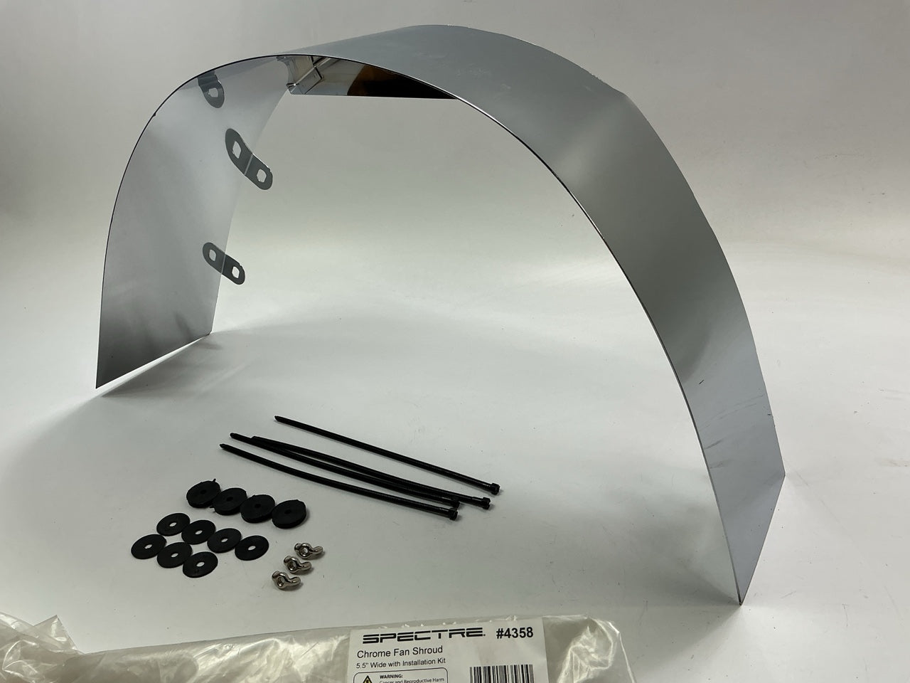 MISSING 1 WASHER & 1 NUT - Spectre 4358 5'' Chrome Fan Shroud, SOLD AS SHOWN