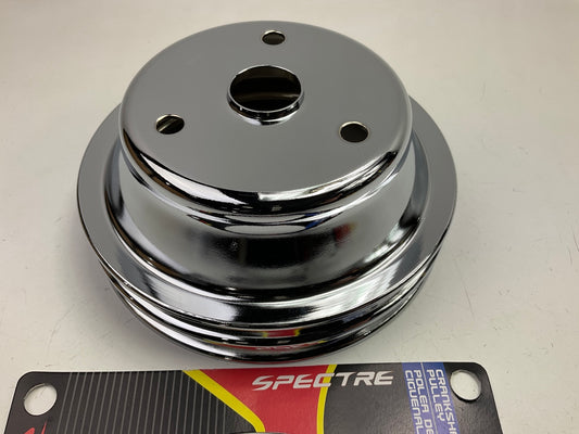 Spectre 4438 Double Groove Chrome Crankshaft Crank Pulley - 1969-85 SBC Chevy V8