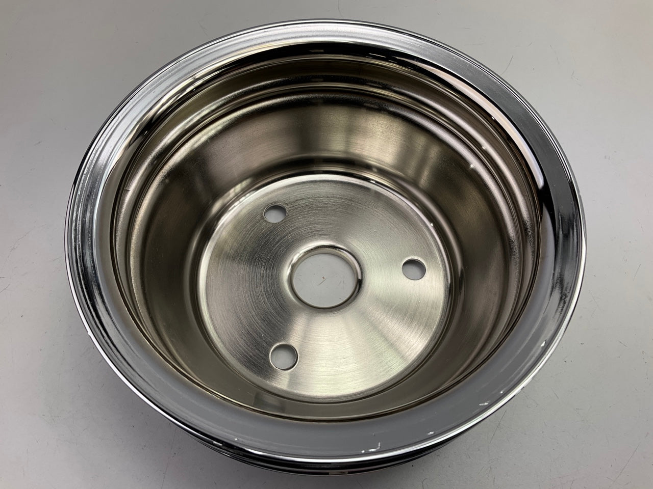 Spectre 4438 Double Groove Chrome Crankshaft Crank Pulley - 1969-85 SBC Chevy V8