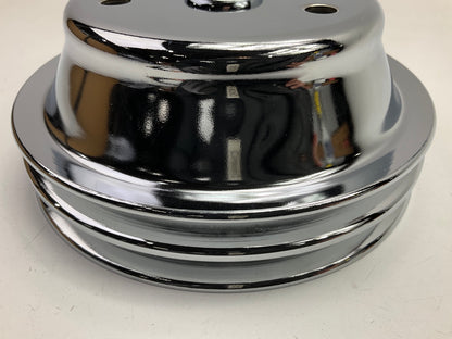 Spectre 4438 Double Groove Chrome Crankshaft Crank Pulley - 1969-85 SBC Chevy V8
