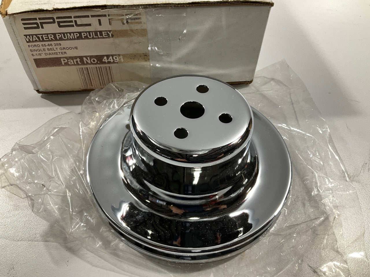 Spectre 4491 Water Pump Pulley Single Groove Chromed Steel 1965-1966 Ford 289 V8