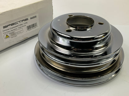 Spectre 4508 3-groove Chrome Crankshaft Pulley, Big Block Chevy BBC W/ Long W.P.