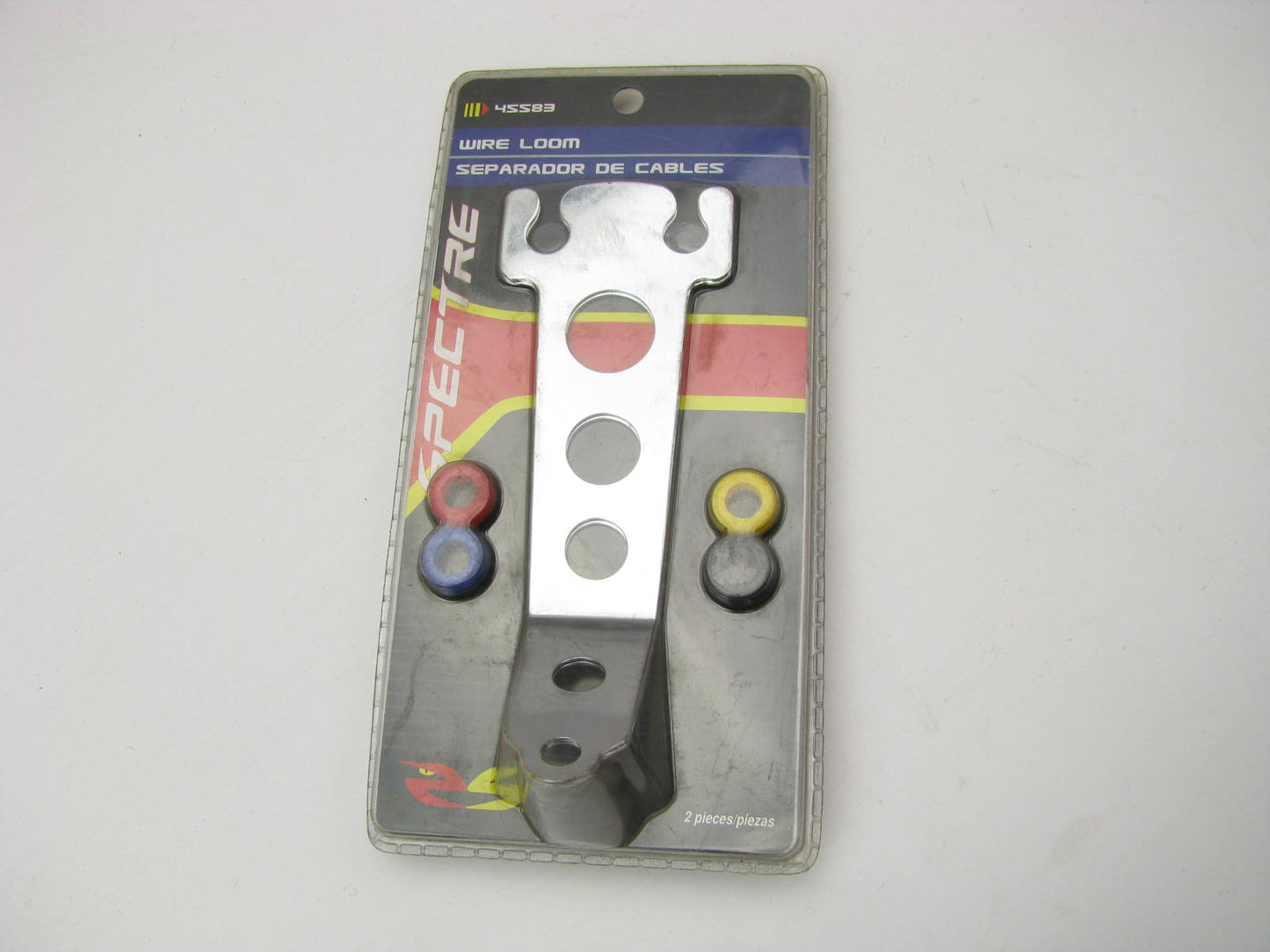 Spectre 45583 Chrome Spark Plug Wire Separator Holder 2 Wire W/ Colored Grommets