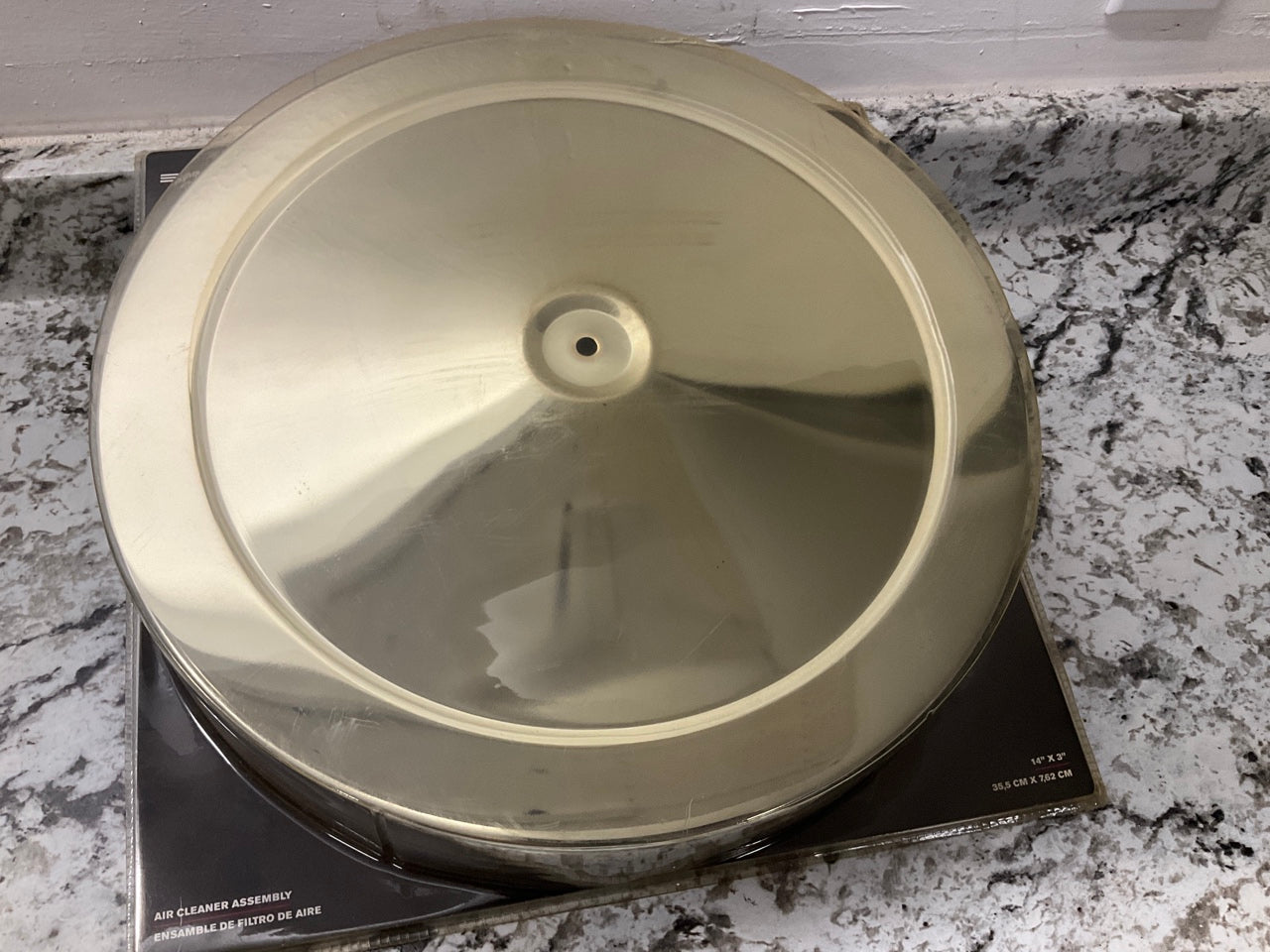 Spectre 4760 14''x3 Air Cleaner, Smooth Chrome Plated Lid Filter, 5-1/8'' Neck