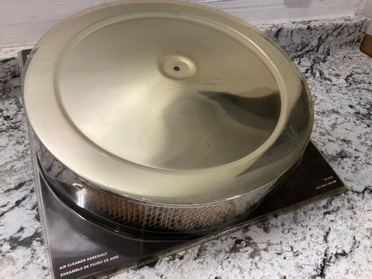 Spectre 4760 14''x3 Air Cleaner, Smooth Chrome Plated Lid Filter, 5-1/8'' Neck