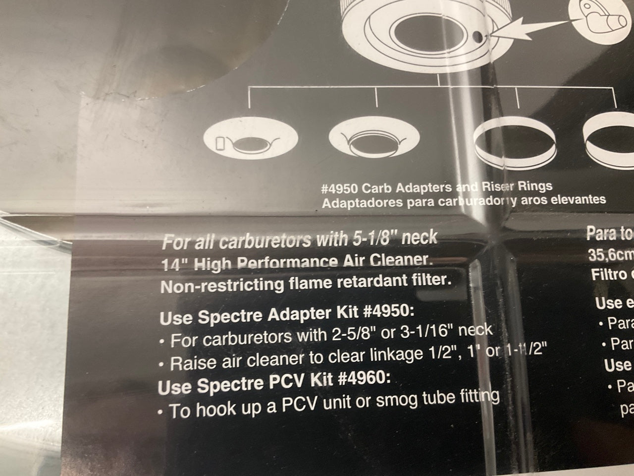 Spectre 4760 14''x3 Air Cleaner, Smooth Chrome Plated Lid Filter, 5-1/8'' Neck