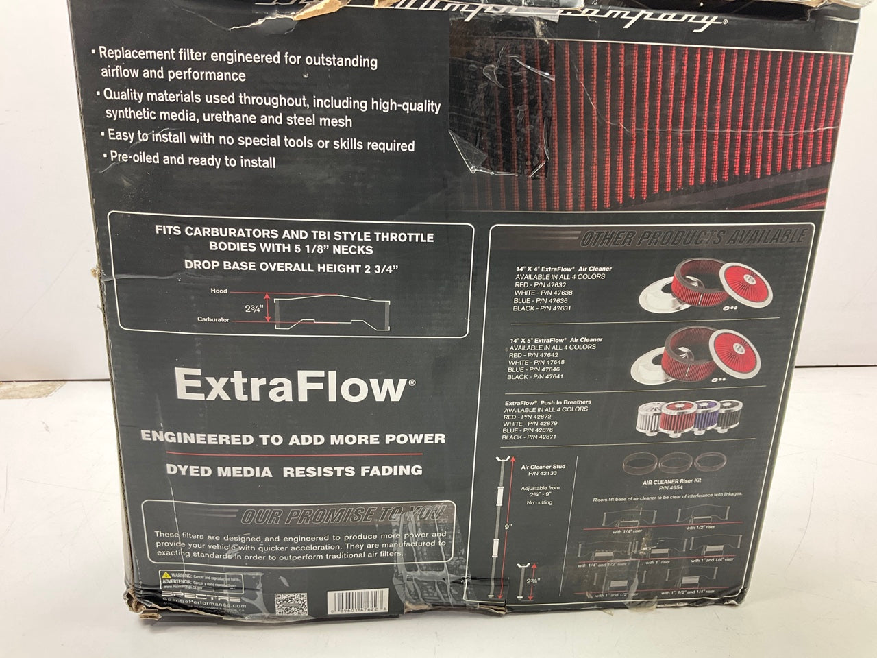 Spectre 47622 Extra Flow Air Cleaner Assembly - 14'' X 3''