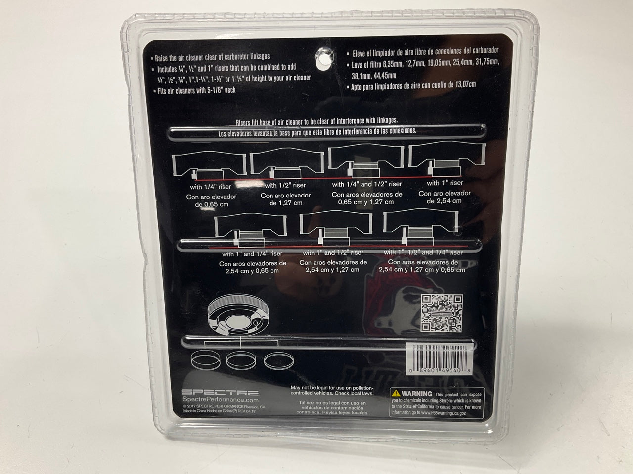 Spectre Performance 4954 Air Cleaner Riser Kit 5.125'' Neck, Raises By .25''-1.75''