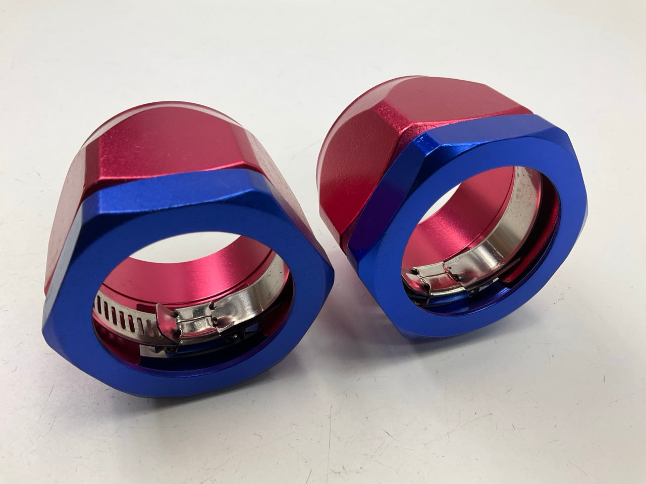 (2) Spectre 5160 Red & Blue Magna-Clamp Hose Clamp For 1-1/2'' ID & AN-28 Hose