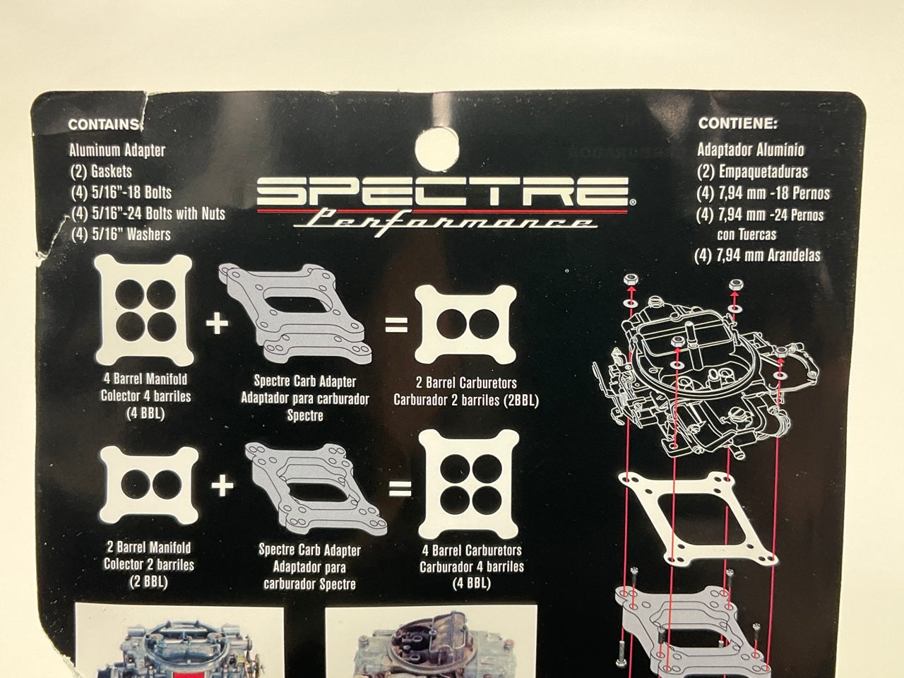 MISSING HARDWARE - Spectre 5772 Aluminum Carburetor Adapter Kit - 2-BBL To 4-BBL