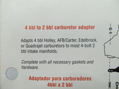 Spectre 5772 Aluminum Carburetor Adapter Kit - 2-BBL To 4-BBL