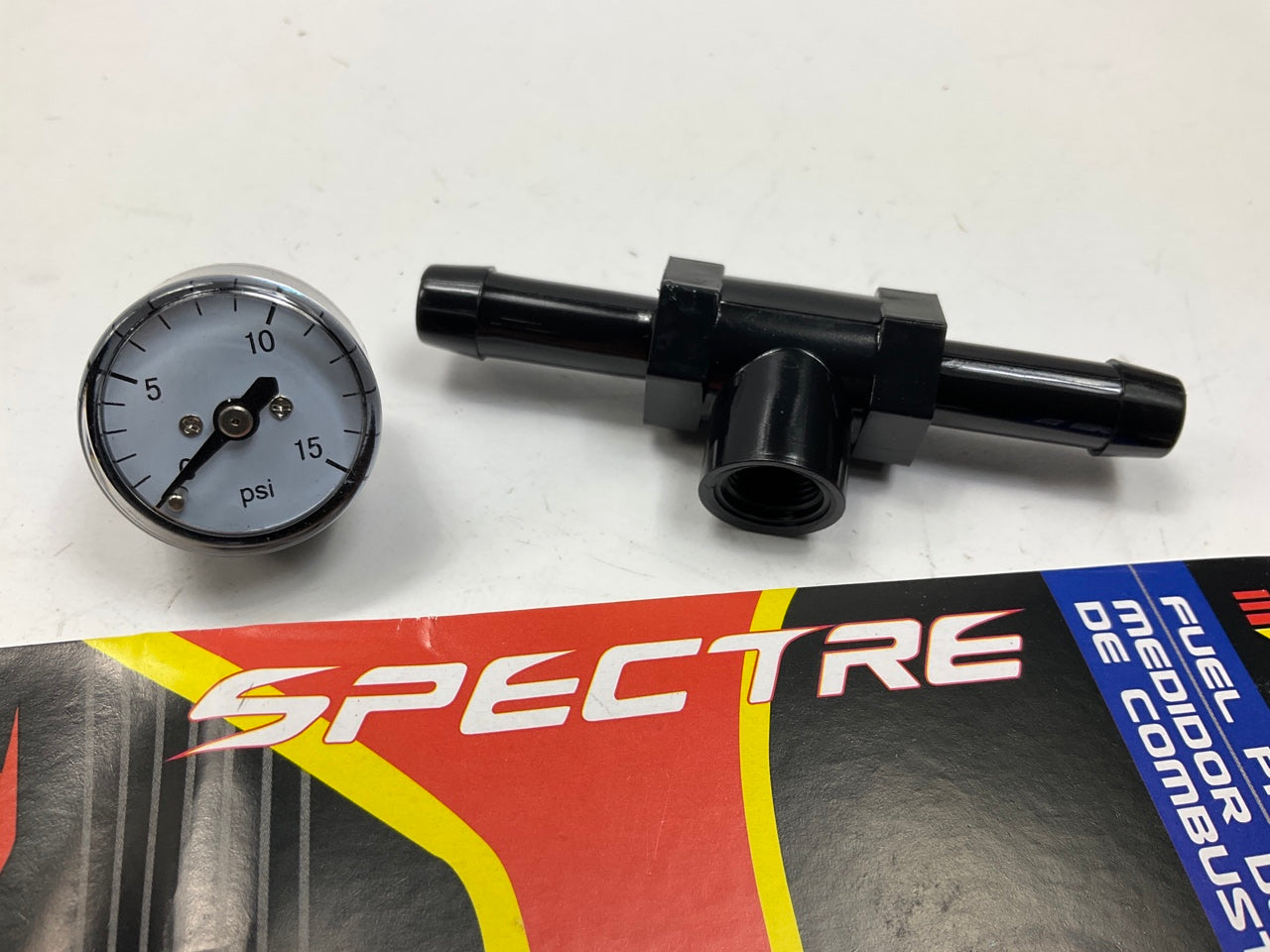 Spectre Performance 59013 0-15 PSI 3/8'' Fuel Pressure Gauge With Inline Adapter