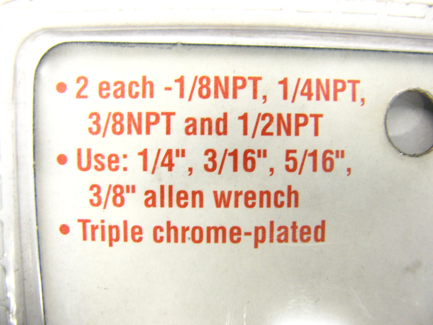 Spectre 60183 8 Piece Pipe Plug Set Chrome - 1/8'' 1/4'' 3/8'' 1/2'' NPT Hex Allen