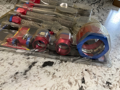 Spectre 7490 Magnabriad Stainless Steel Hose Kit Red/Blue Magnaclamp End Caps