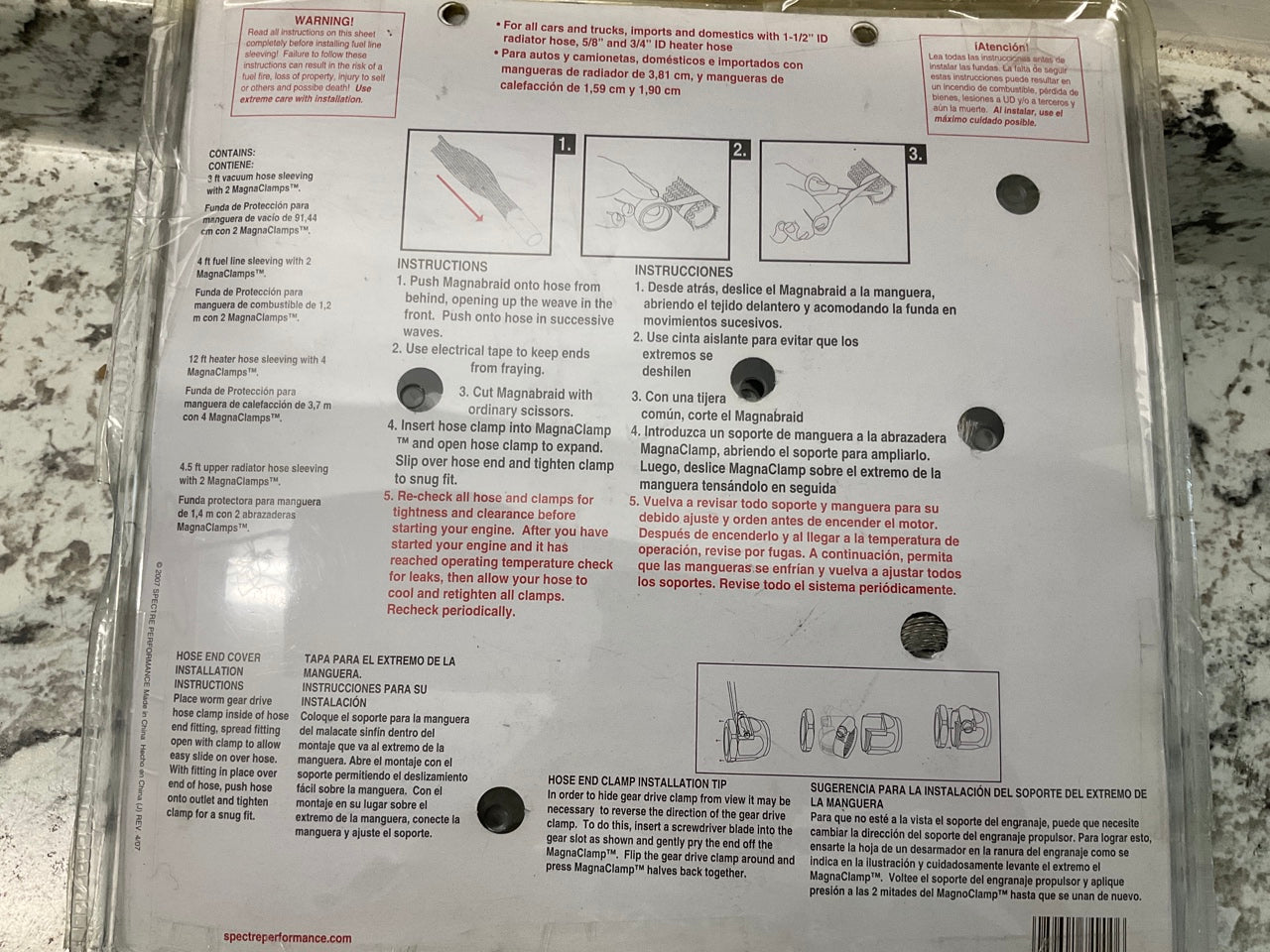 Spectre 7490 Magnabriad Stainless Steel Hose Kit Red/Blue Magnaclamp End Caps
