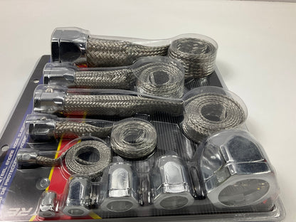 Spectre 7498 Chrome Magna-Braid Stainless Steel Hose Sleeving Sleeve & Clamp Kit