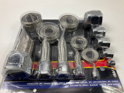 Spectre 7498 Chrome Magna-Braid Stainless Steel Hose Sleeving Sleeve & Clamp Kit