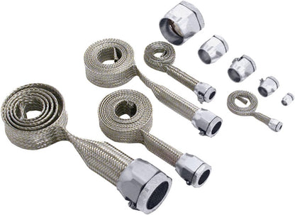 Spectre 7498 Chrome Magna-Braid Stainless Steel Hose Sleeving Sleeve & Clamp Kit