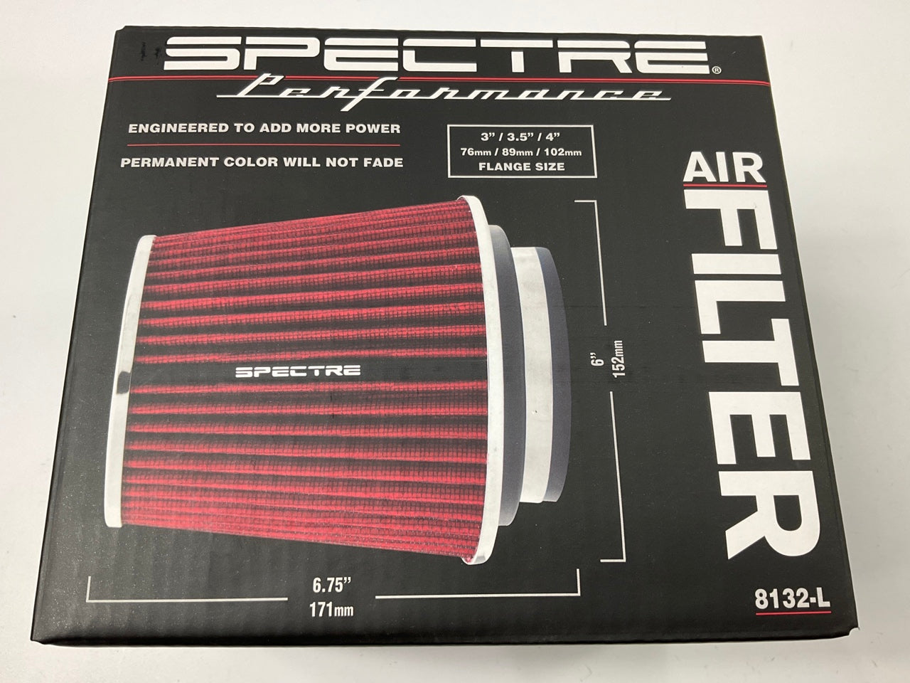 Spectre 8132L High Flow Cold Air Intake Air Filter - 3''/3.5''/4'' Inlet, 5.5'' Tall