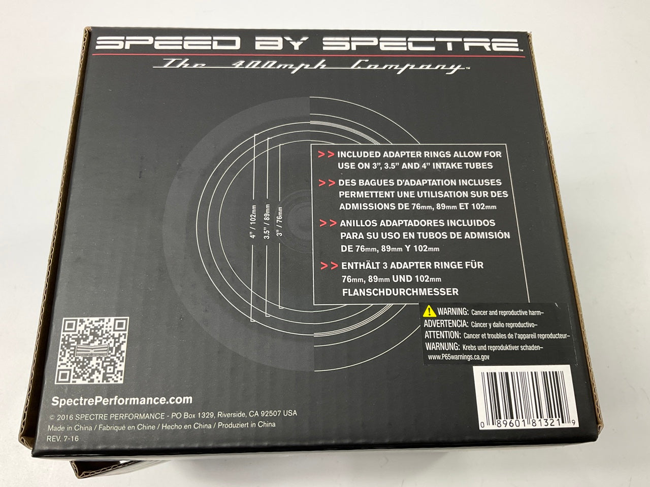 Spectre 8132L High Performance Round Tapered Air Filter - 4'' Flange, 6'' Base