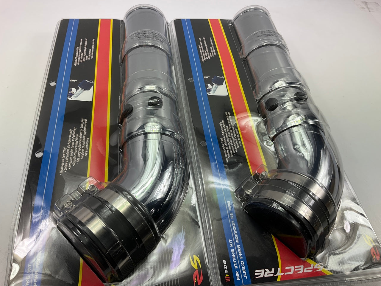 (2) Spectre 8208 3'' 76mm Cold Air Intake Hose Tube Kit Plastic Chrome