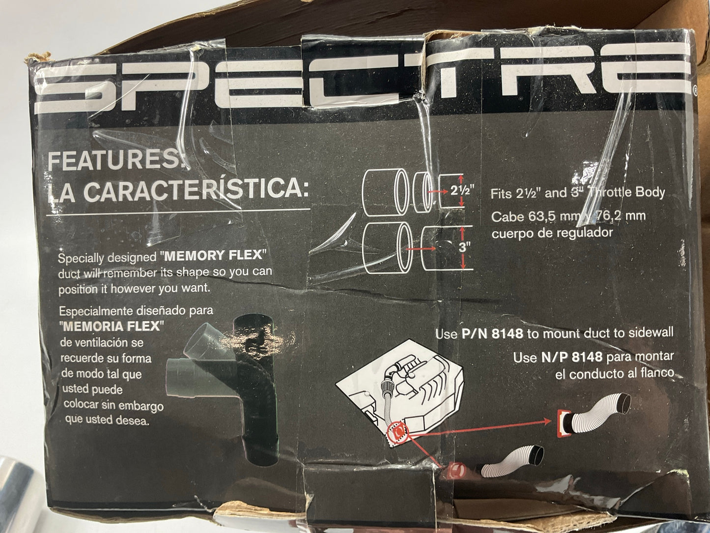 SCRATCHED, SEE PHOTOS Spectre 8220 UNIVERSAL 3'' Cold Air Intake System W/ Filter