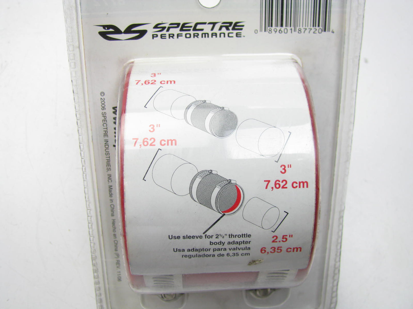 Spectre 8772 Air Cleaner Coupler Reducer Kit 3'' To 3'' 3'' To 2.5'' RED W/2 Clamps