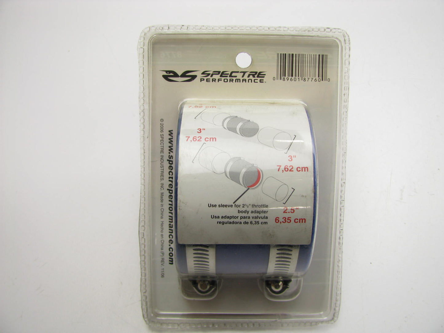 Spectre 8776 Air Intake Tube Coupler Kit 3'' To 3'' Or 2 1/2'' W/ Clamps BLUE