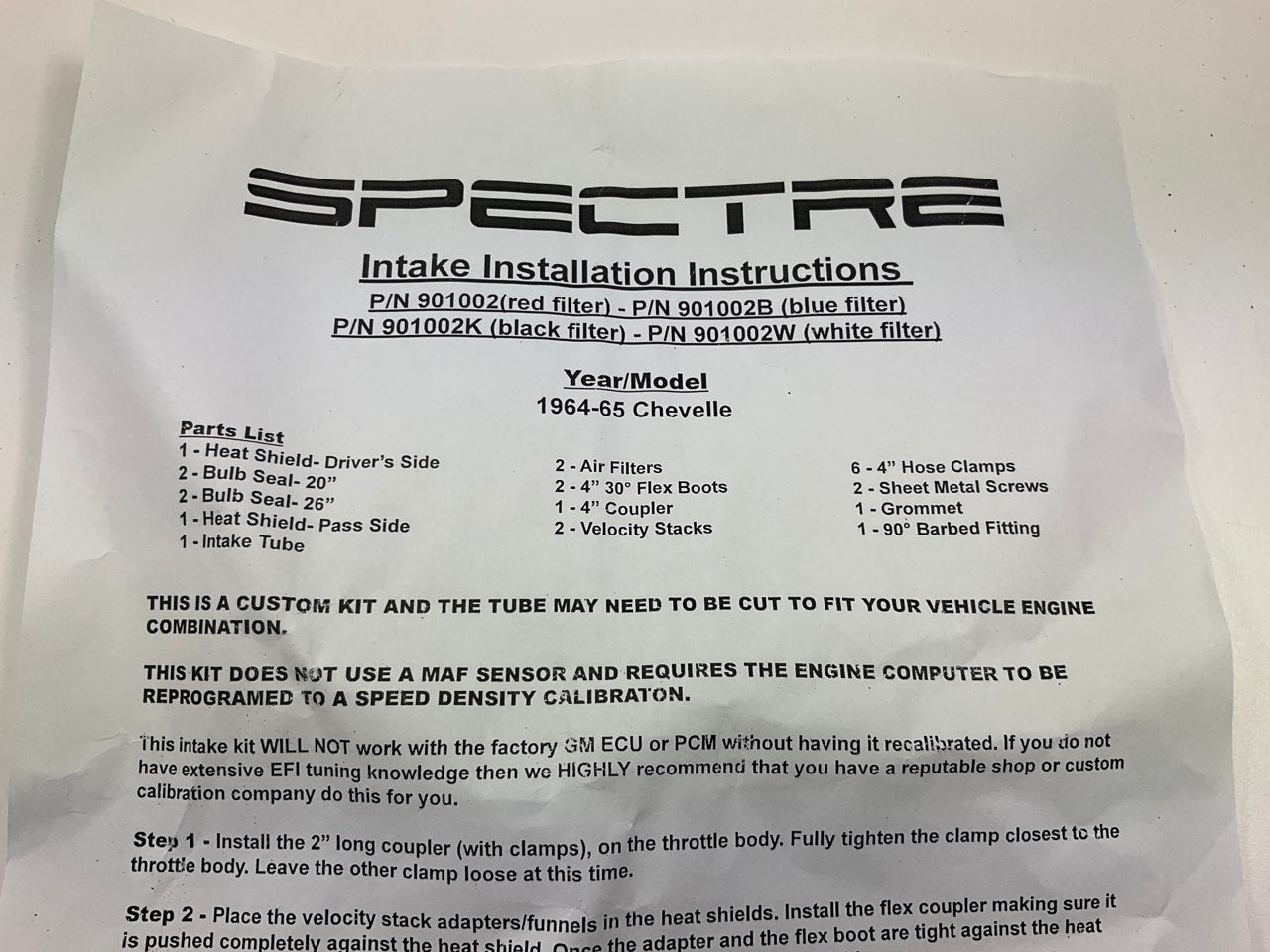 Spectre 901002 CAI Cold Air Intake RED FILTERS 1964-1965 Chevelle LS Engine Swap