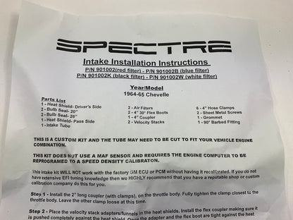 Spectre 901002 CAI Cold Air Intake RED FILTERS 1964-1965 Chevelle LS Engine Swap