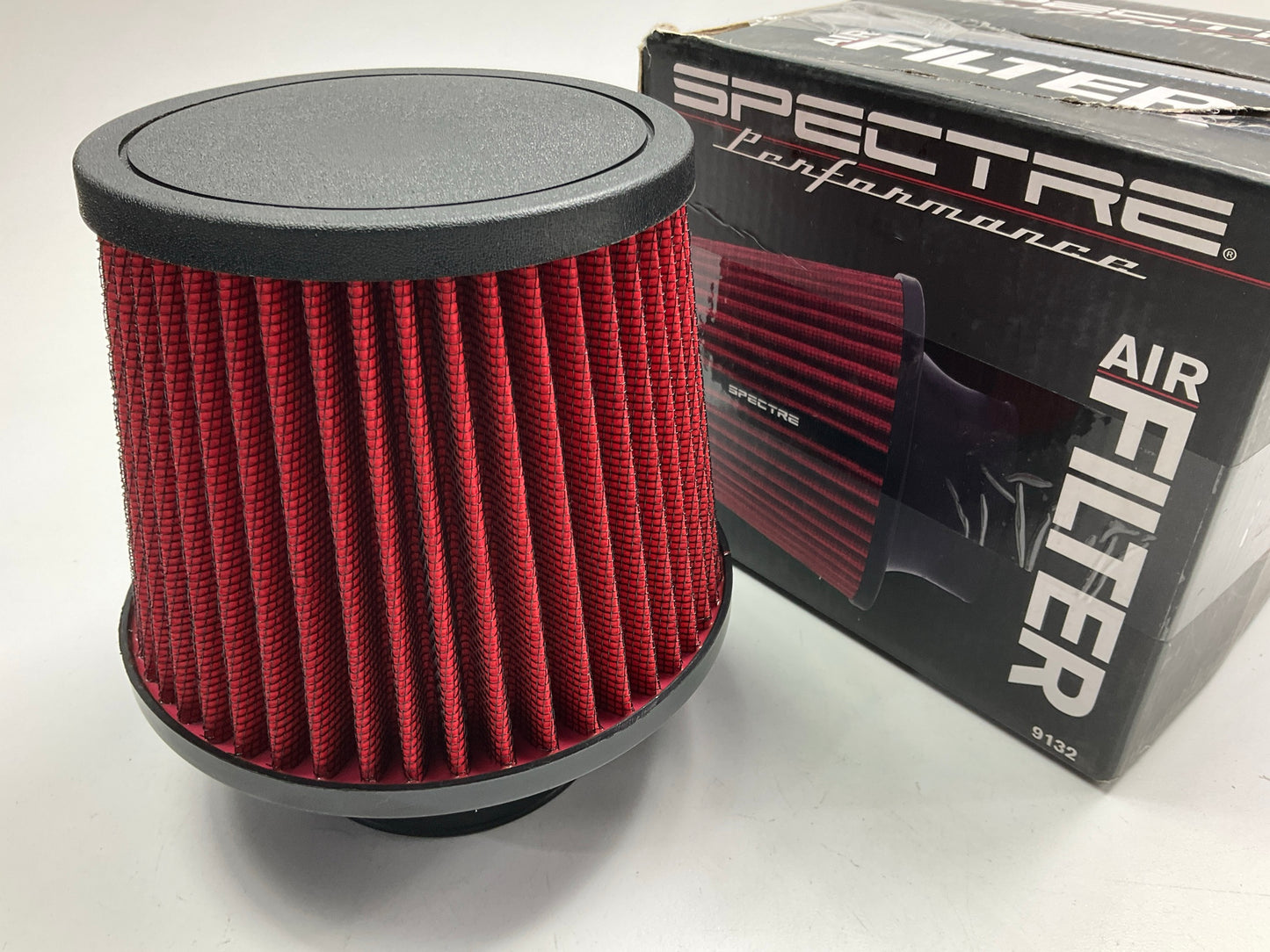 Spectre 9138 Performance RED 3'' Universal Clamp-On Washable Air Filter, 6'' Tall