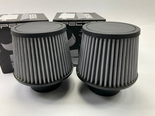 (2) Spectre 9138 High-Flow Dual Cold Air Intake Air Filters 3'' Inlet, 6'' Tall