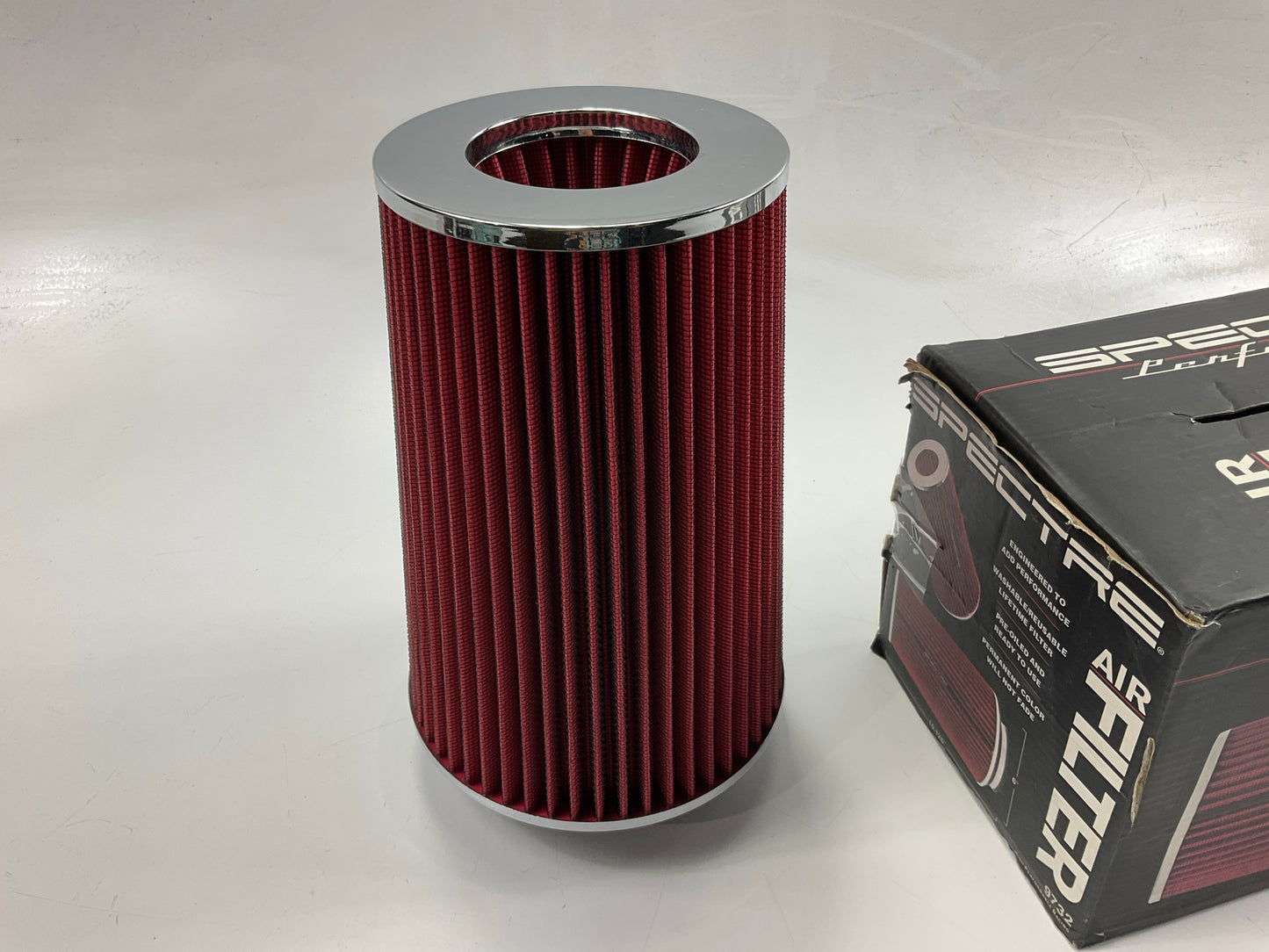 Spectre 9732 Performance Air Filter, Red, 8.75'' Tall, Round Tapered, 4'' Inlet