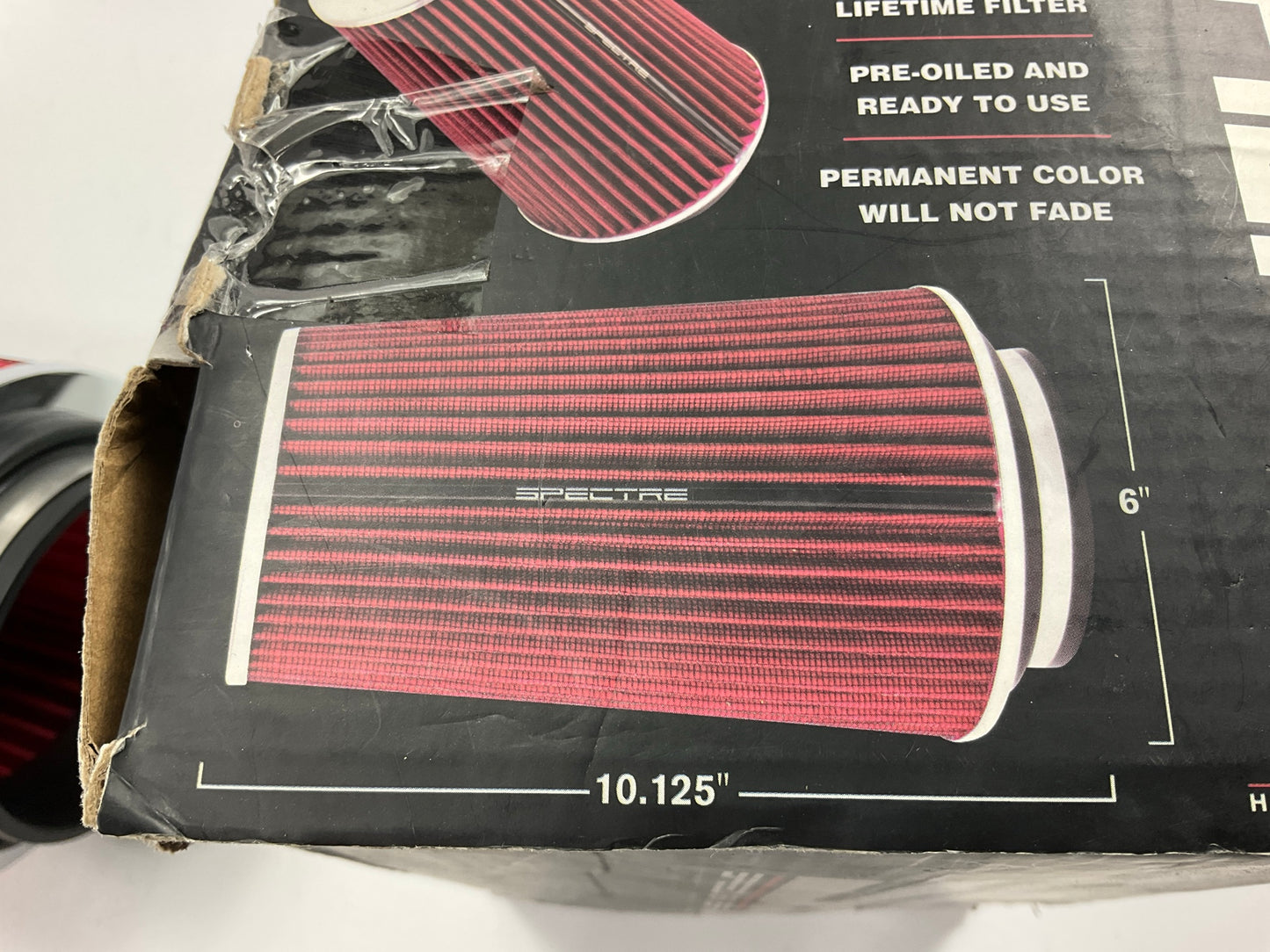 Spectre 9732 Performance Air Filter, Red, 8.75'' Tall, Round Tapered, 4'' Inlet