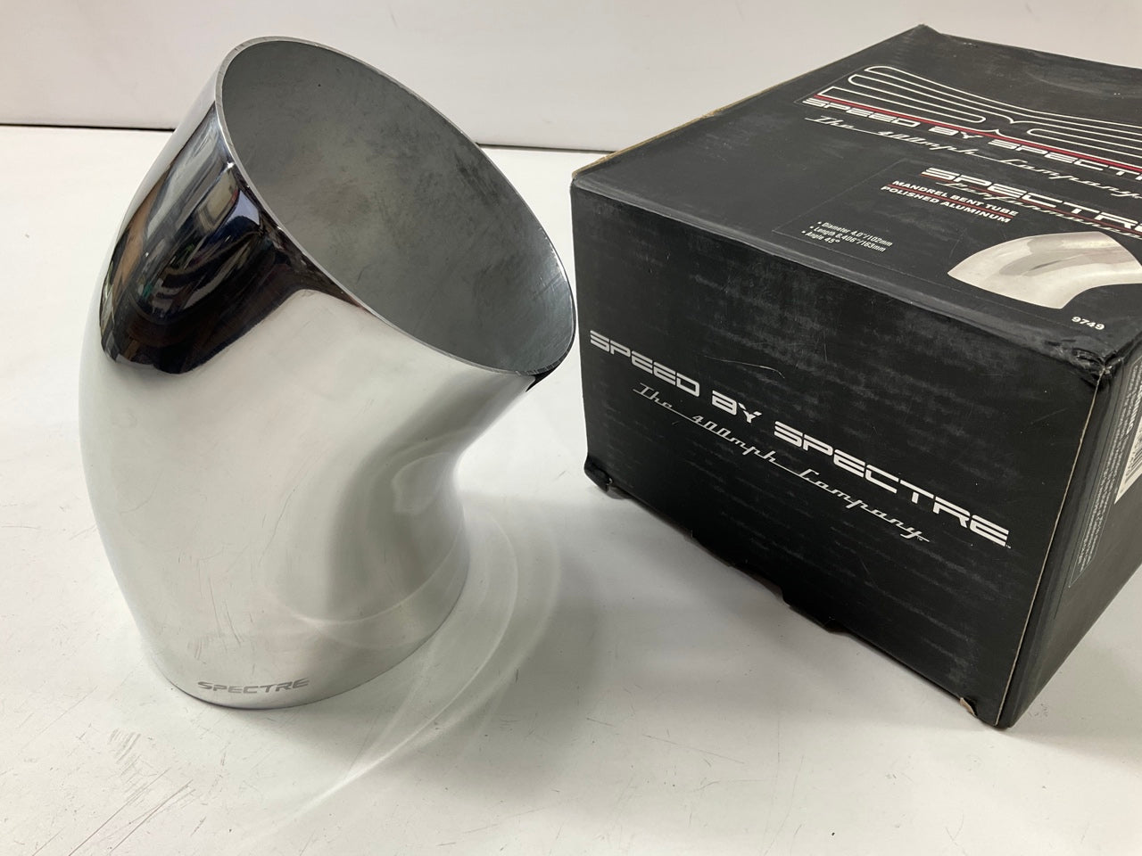 Spectre 9749 Aluminum Polished Air Intake Tube - 4'' OD X 6.406'' L, 45 Deg. Elbow