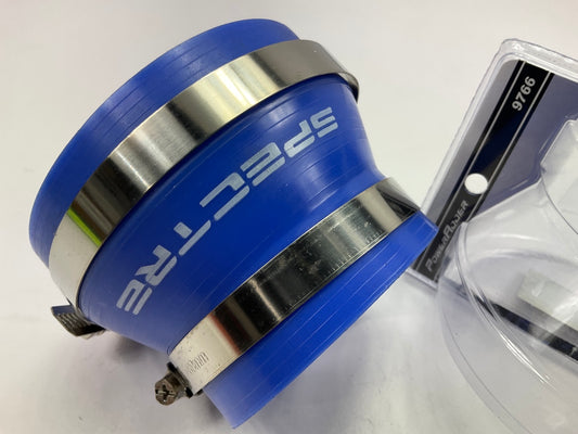 Spectre 9766 Air Intake Reducer Coupler 4'' X 3'' BLUE W/ 2 Hose Clamps